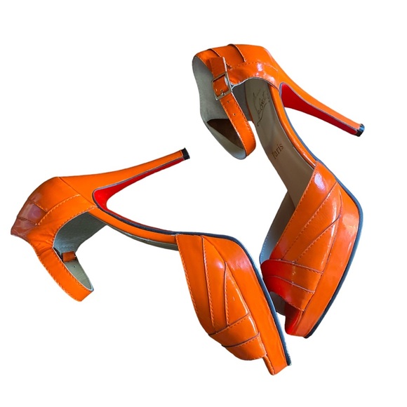 Christian Louboutin Paris Orange Patent Leather Heels - Picture 5 of 8